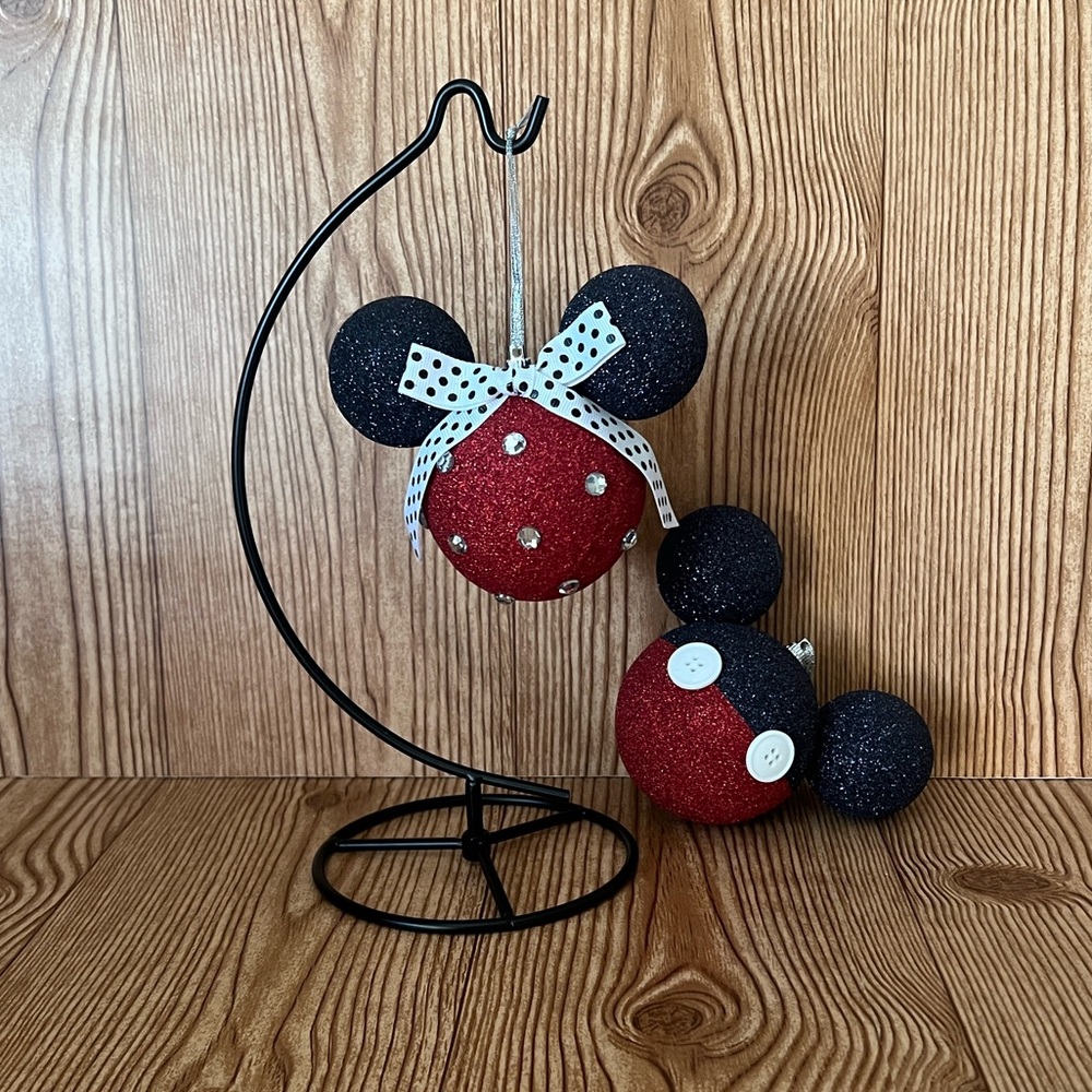 Handmade Disney Inspired Classic Mickey Mouse And Minnie Mouse Icon Ornament